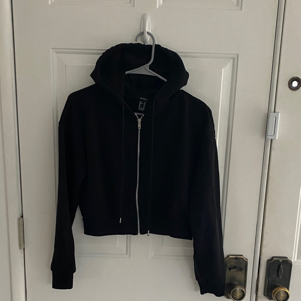 Forever 21 Cropped Zip Up Hoodie